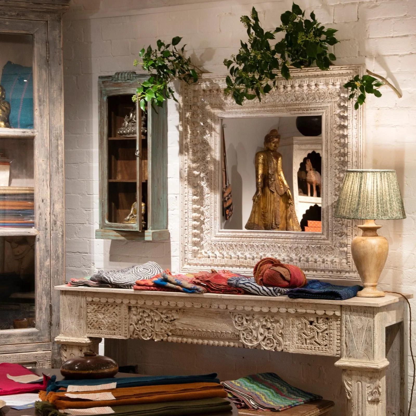 White Console Table Made From Reclaimed Teak