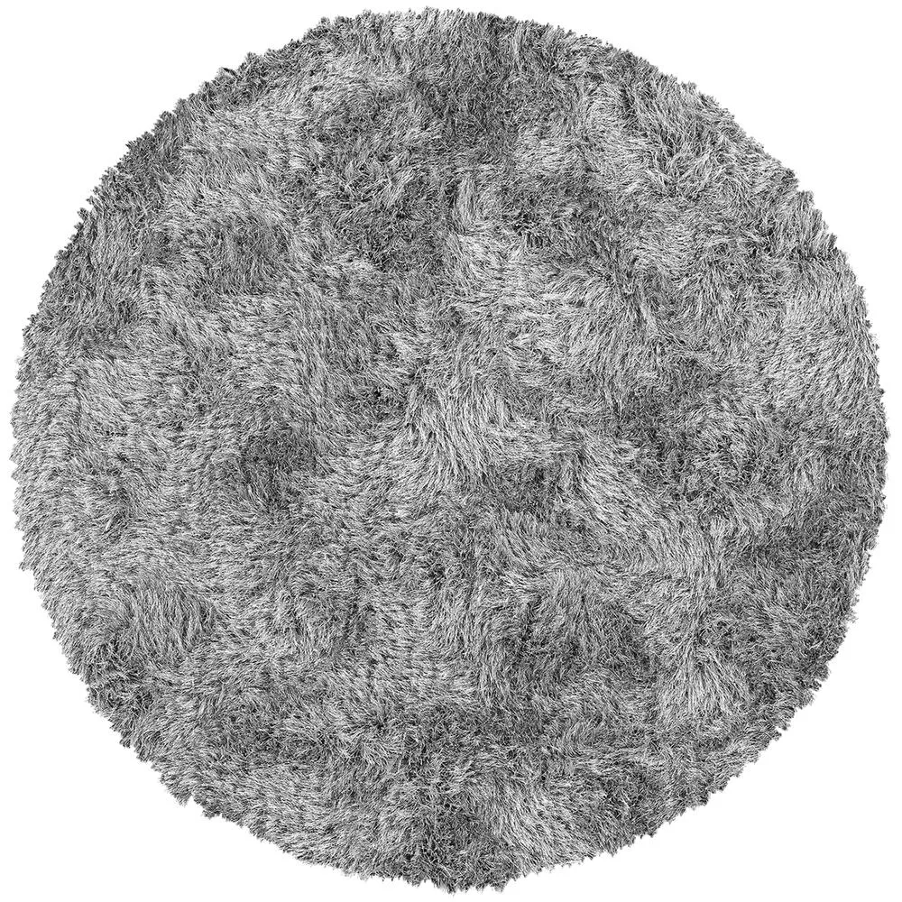 Wool Plush Modern Contemporary Round Silver 4' x 4' Round Area Rug