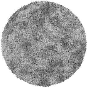 Wool Plush Modern Contemporary Round Silver 4' x 4' Round Area Rug