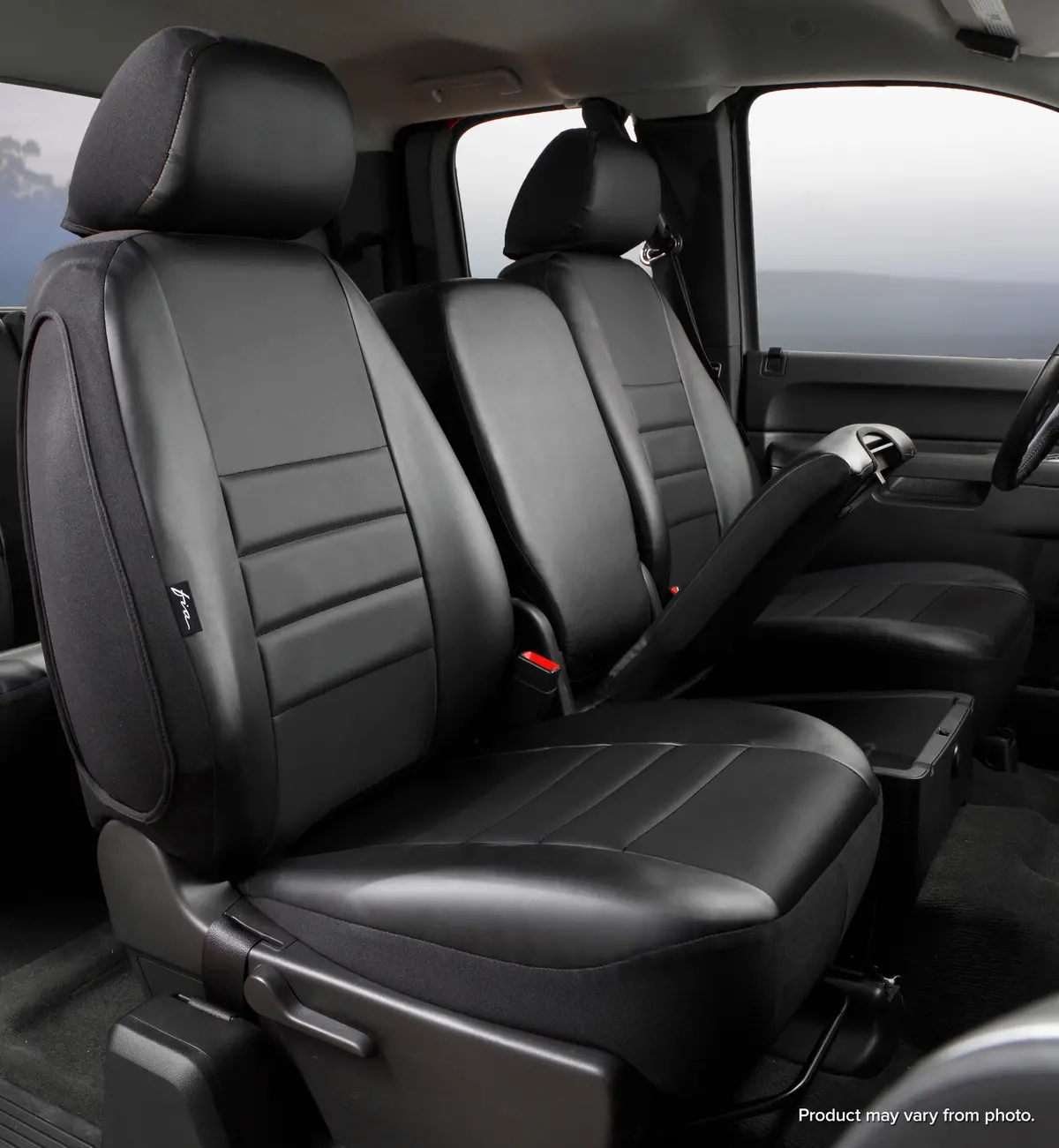 Sl60 Series - Leatherlite Simulated Leather Custom Fit Front Seat Cover- Black 1