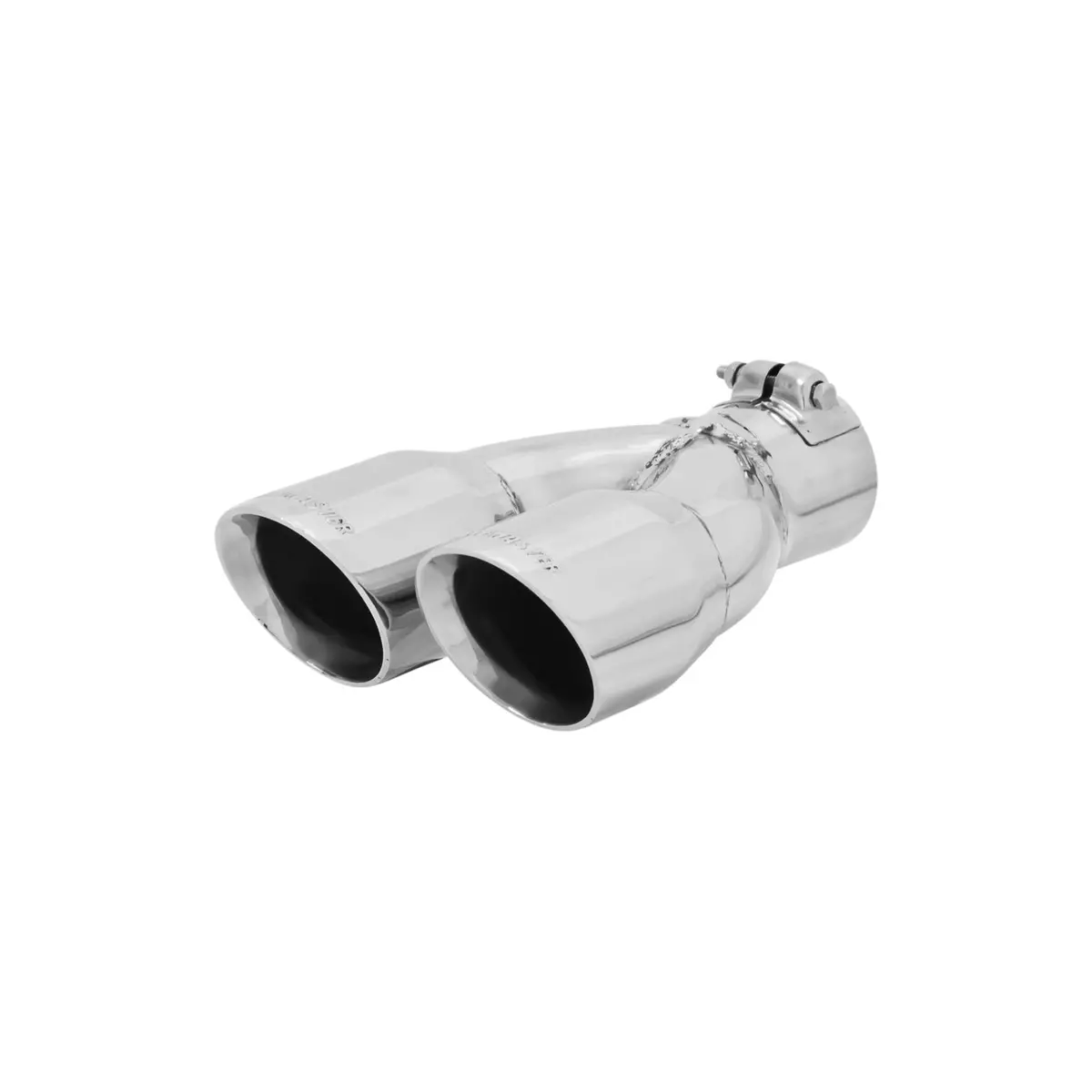 Exhaust Tip - 3.00 In Dual Angle Cut Polished Ss Fits 2.50 In. - Right -Clamp On 1