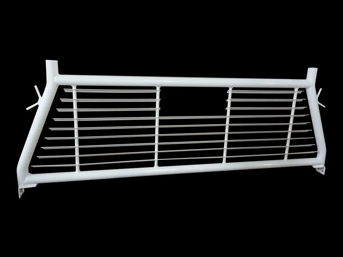 Round Tube Louver Without Rear Cab Window Cut Out Powder Coated White Steel 1