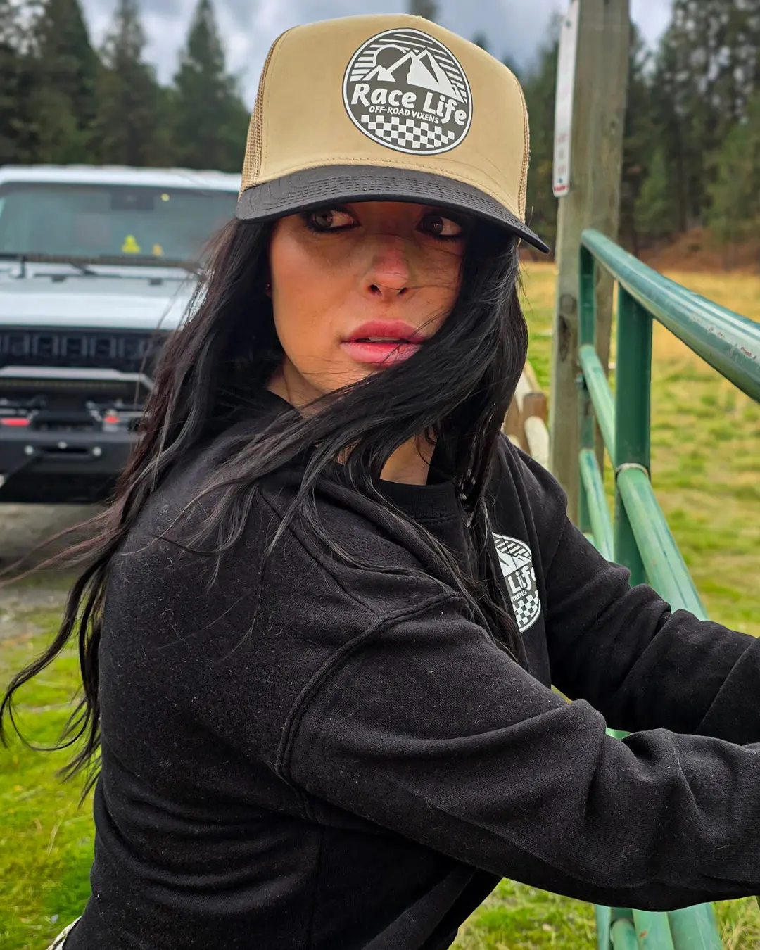 Race Life Trucker Hat - Khaki/Black 1