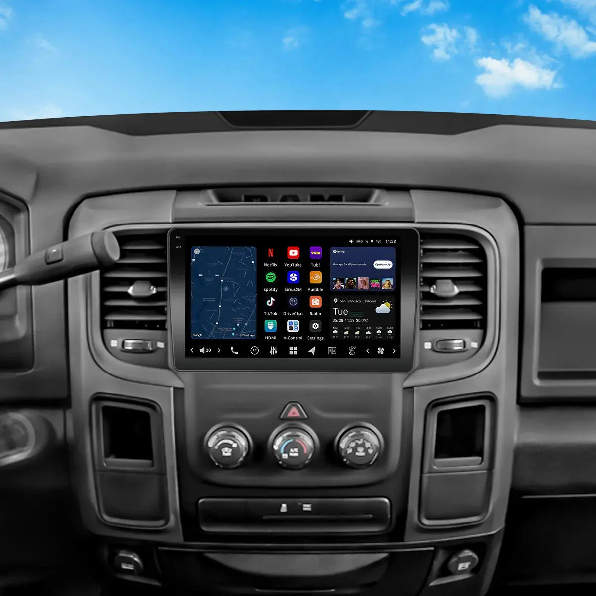 9” Custom-Fit Car Stereo For Dodge Ram Manual Ac 2013-2018 1