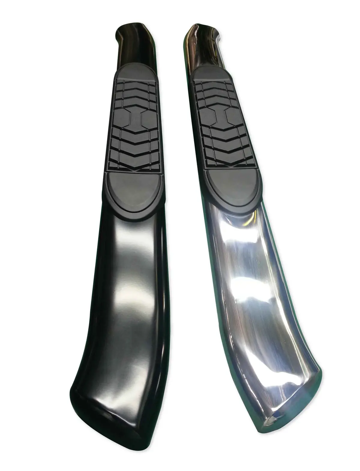 Sample Of 5 In Oval Bent Pol Stain Steel And Black Side Bars And Display Rack 1