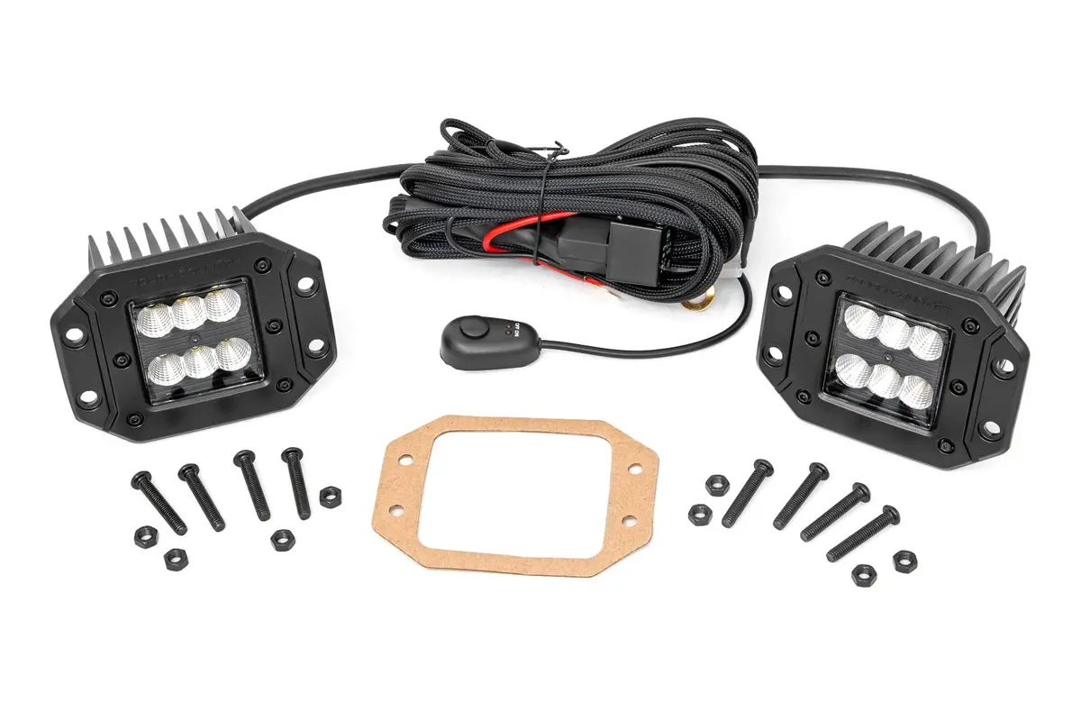 2 Inch Black Series Led Light Pods  - Pair - Flood - Flush Mount 1