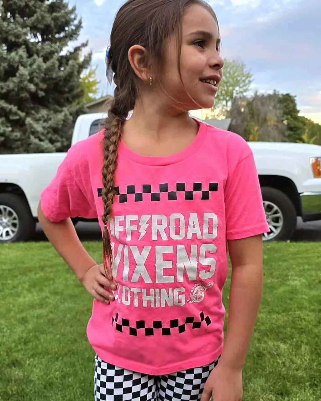 Youth Checked Out Tee - Neon Pink 1