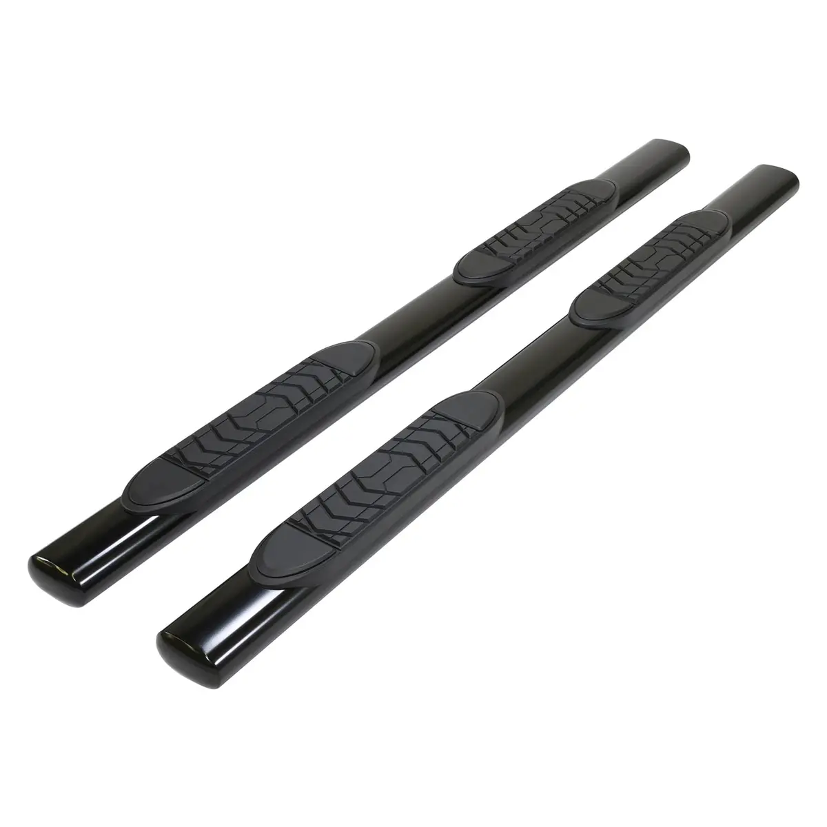 With Step Pads 5 In Oval Straight Powder Coated Black Steel With Welded End Caps 1