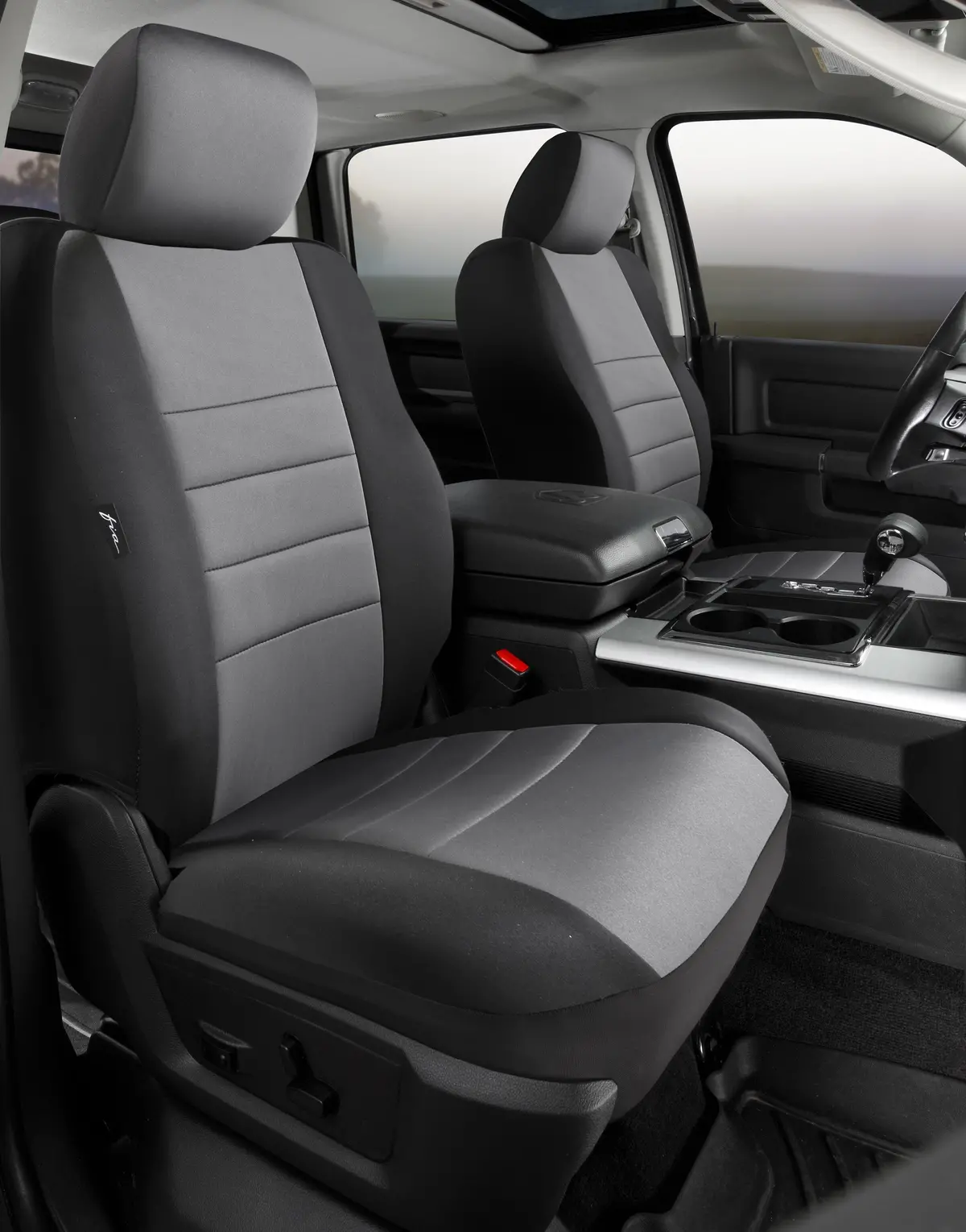 Np90 Series - Neoprene Custom Fit Front Seat Cover- Black/Gray Center Panel 1