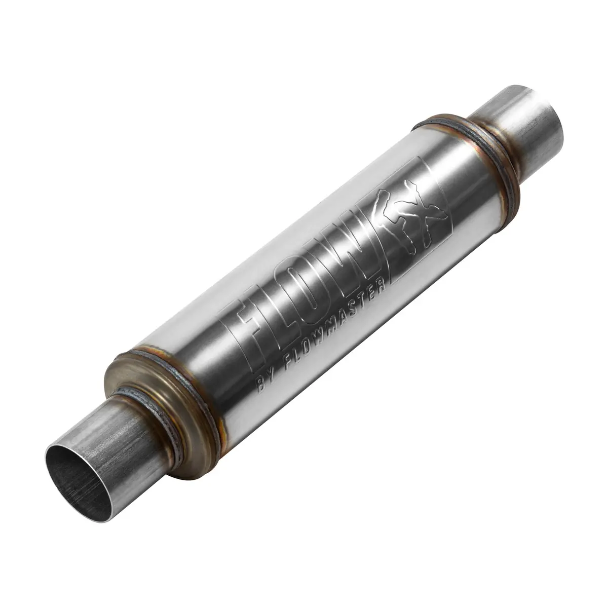 Flow Fx Muffler - 2.50 In/Out - Round Body - Moderate Sound - Stainless Steel 1