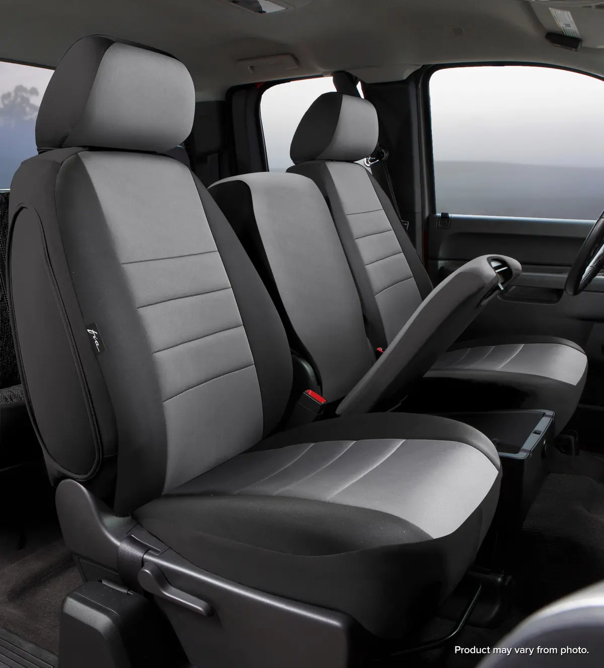 Np90 Series - Neoprene Custom Fit Front Seat Cover- Black/Gray Center Panel 1