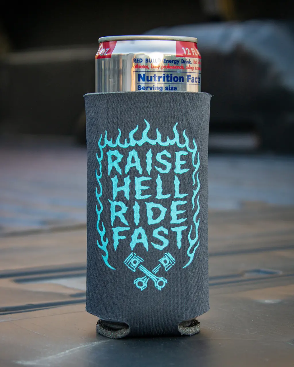 Raise Hell Slim Can Koozie - Charcoal 1