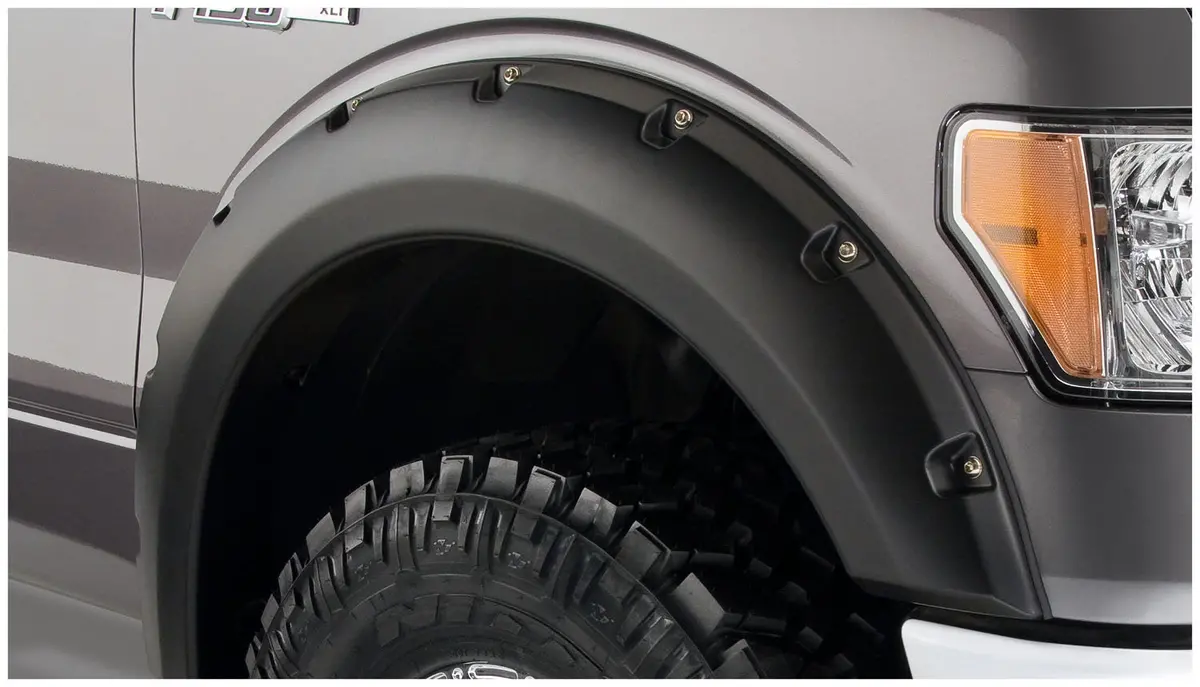 Pocket/Rivet Style Fender Flares Black Smooth Finish 2-Piece Front 1