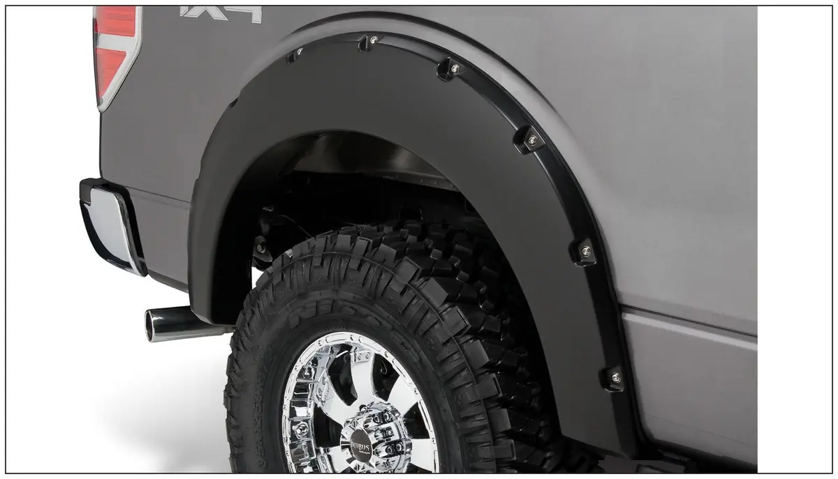 Pocket/Rivet Style Fender Flares Black Smooth Finish 2-Piece Rear 1