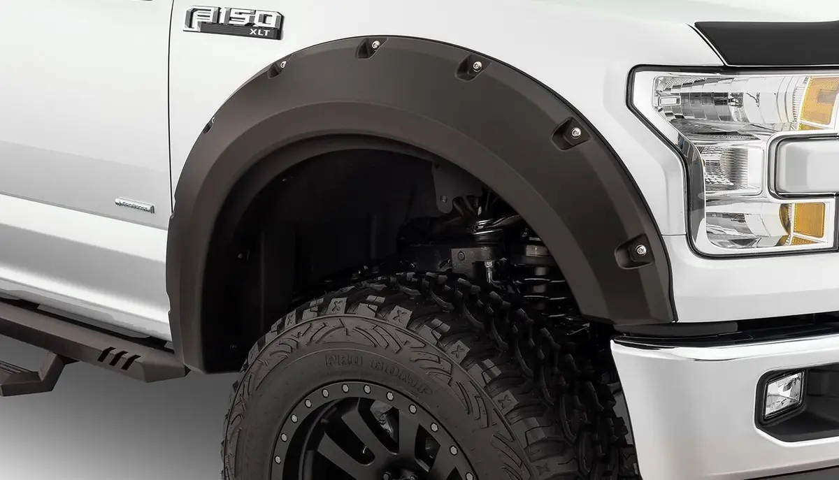 Max Coverage Pocket/Rivet Style Fender Flares Black Smooth Finish 2-Piece Rear 1