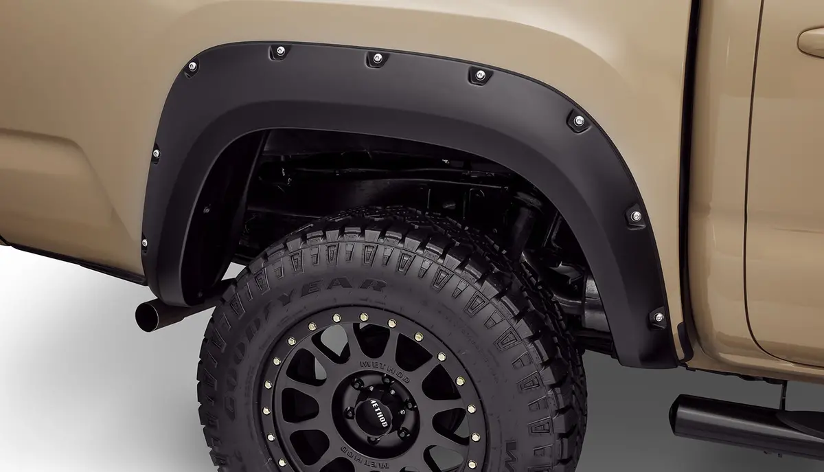Pocket/Rivet Style Fender Flares Black Smooth Finish 2-Piece Front 1