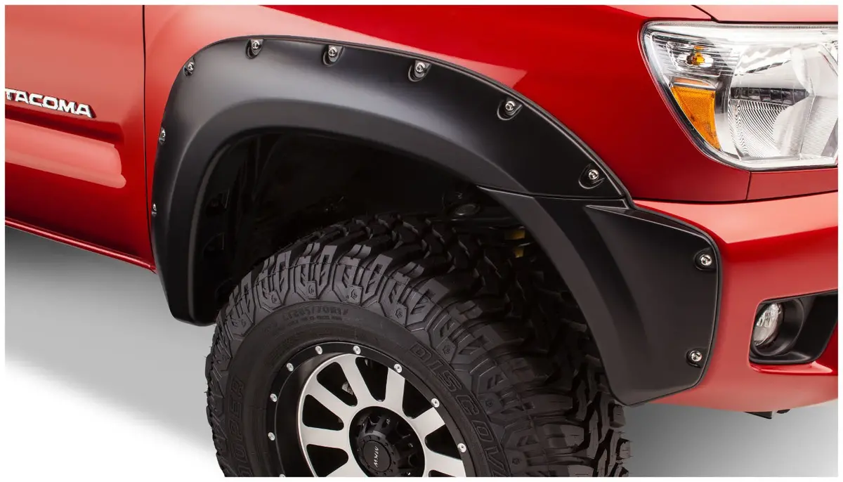 Pocket/Rivet Style Fender Flares Black Smooth Finish 4-Piece Set 1