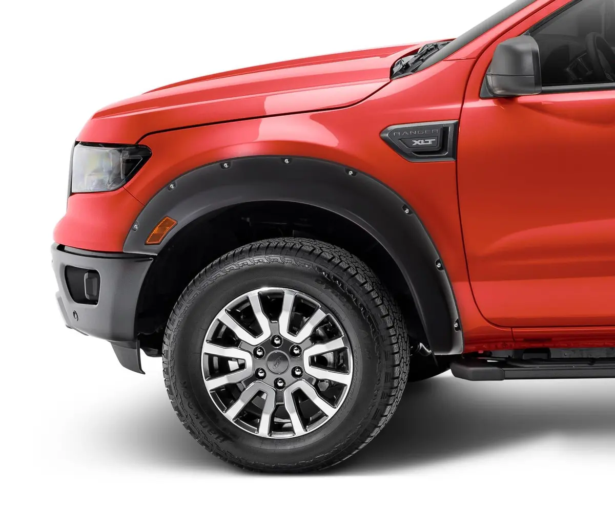 Pocket/Rivet Style Fender Flares Black Smooth Finish 2-Piece Front 1