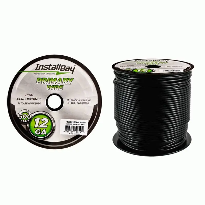Primary Wire 12 Gauge All Copper Black 500Ft 1