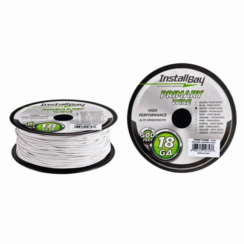 Primary Wire 18 Gauge All Copper White Coil - 500Ft 1