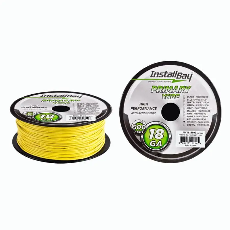 Primary Wire 18 Gauge All Copper Yellow Coil - 500Ft 1