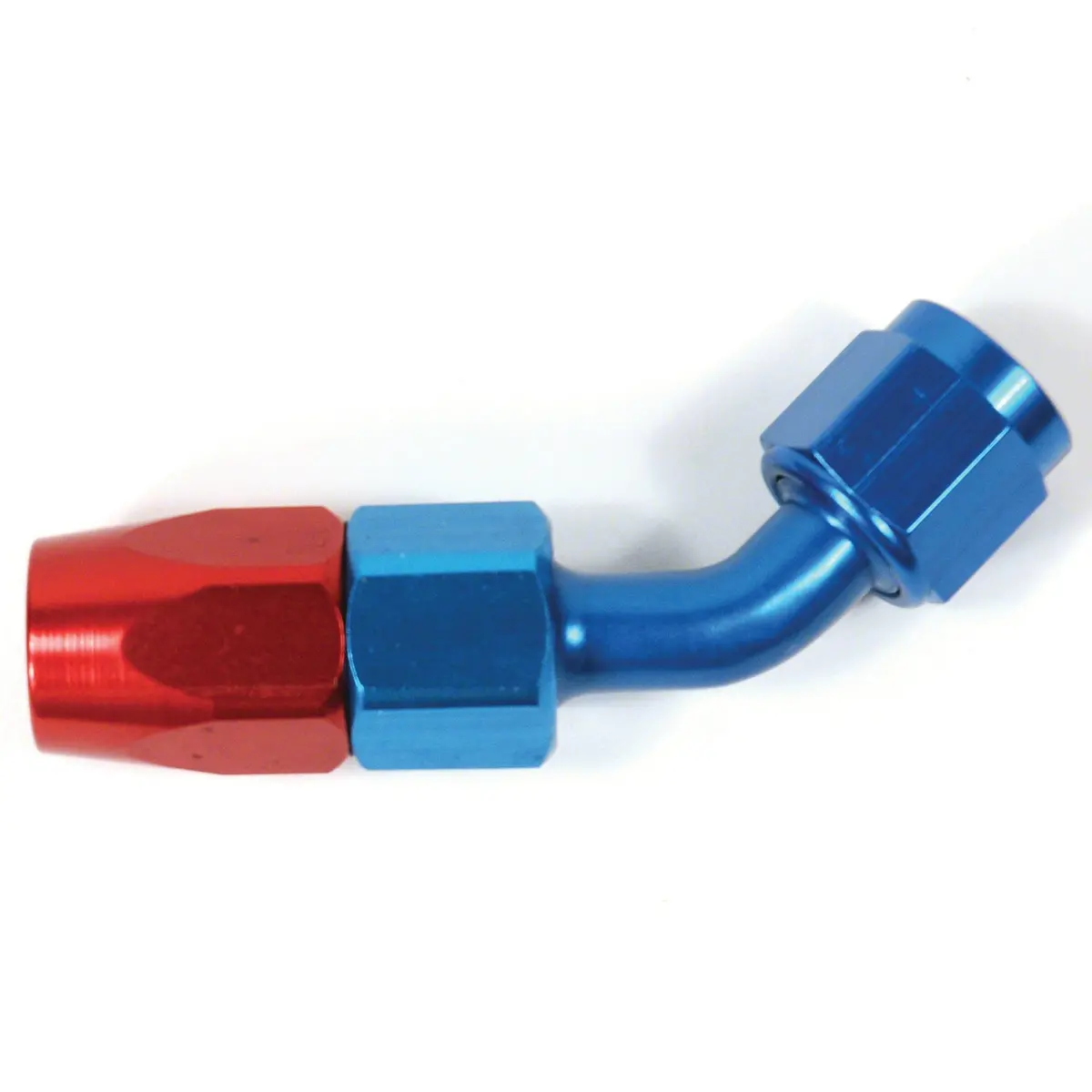 Full Swivel; -16An Hose; 45 Degree; Anodized; Red/ Blue; Aluminum; Single 1