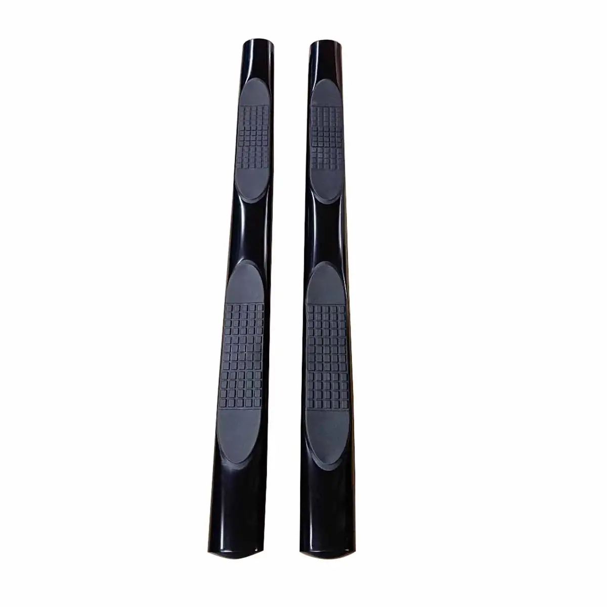 With Step Pads 4 In Oval Straight Powder Coated Black Mild Steel With Welded End 1