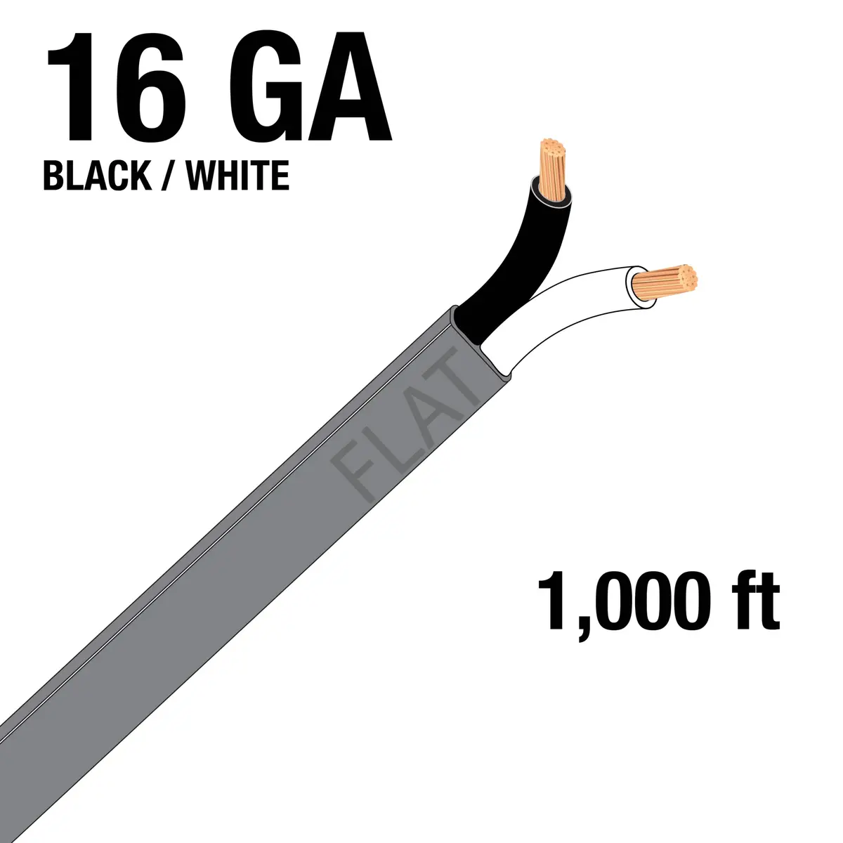 1000 Ft Grey Jacketed Trailer Cable 2-Wire 16 Ga 1
