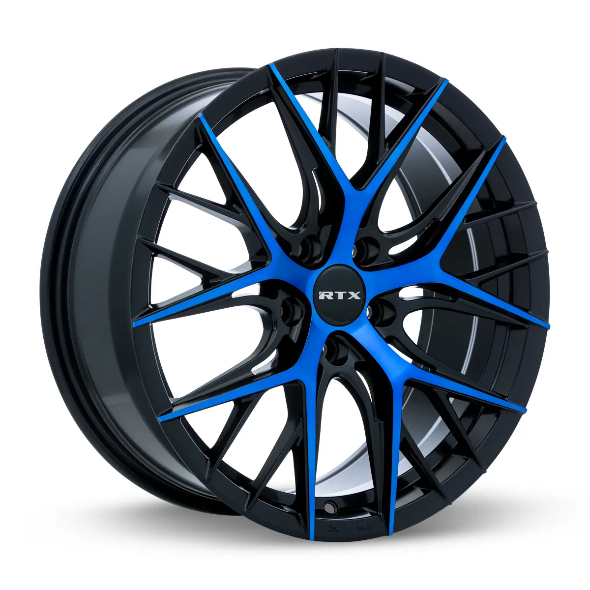 Valkyrie 18X8 5X114.3 Et40 Cb73.1 Gloss Black Machined Blue 1