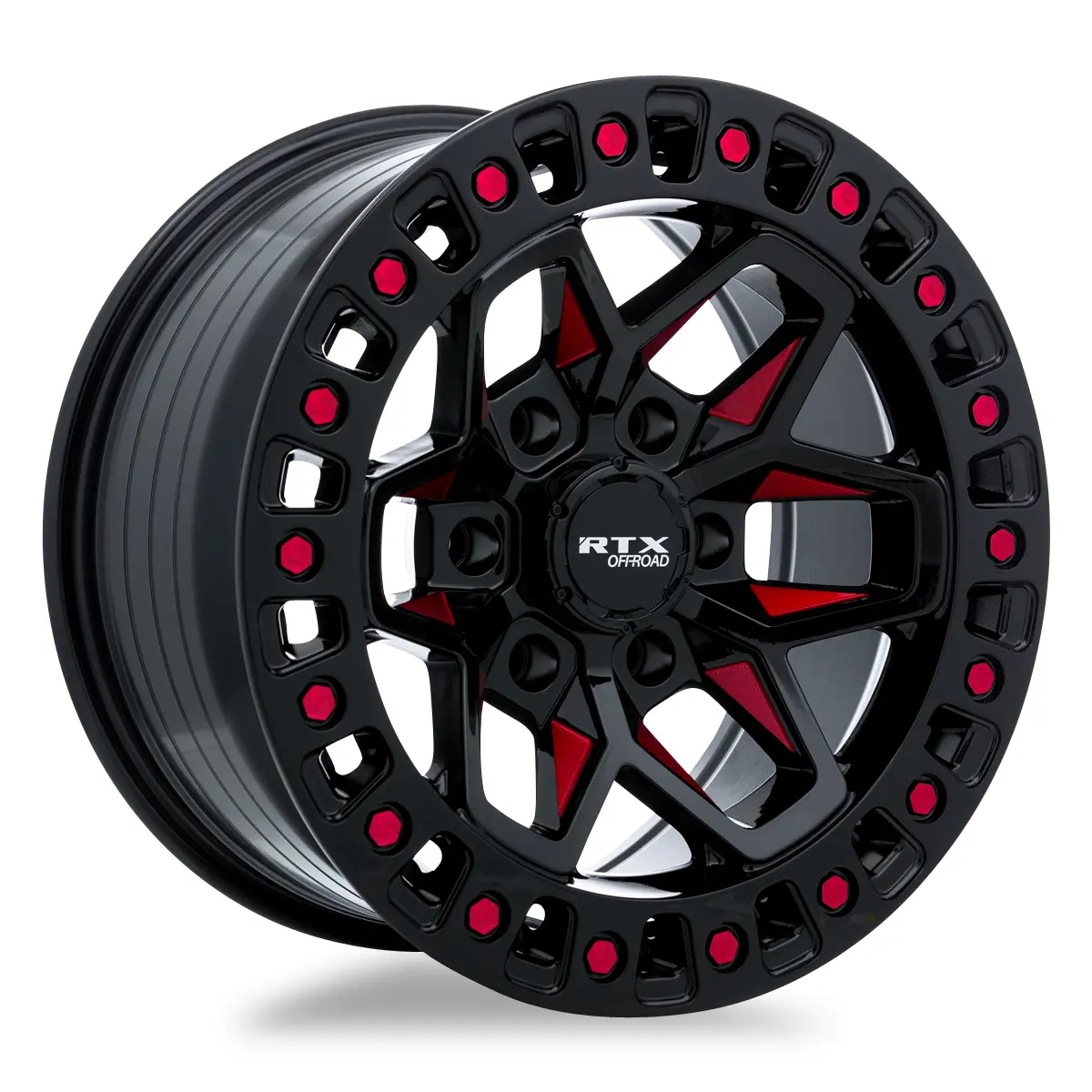 Zion 17X9 6X139.7 Et0 Cb106.1 Gloss Black Milled Red 1