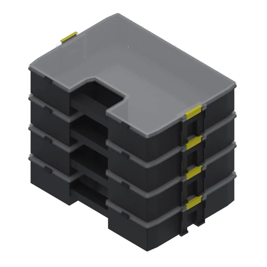 Parts Tote 4 Pack 17-3/8"L 13"D 3-1/2"H 1
