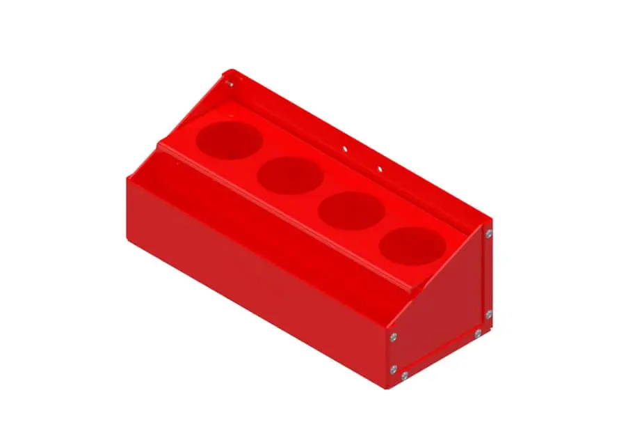 4 Place Spray Can Holder - Red 15"L 6-1/4"D 5-1/2"H 1