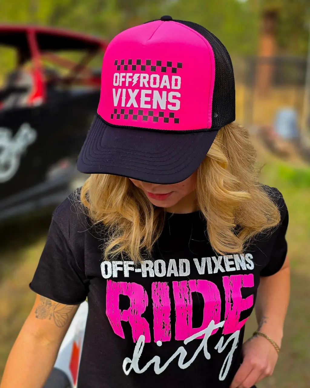 Checked Out Foam Trucker - Pink/Black 1