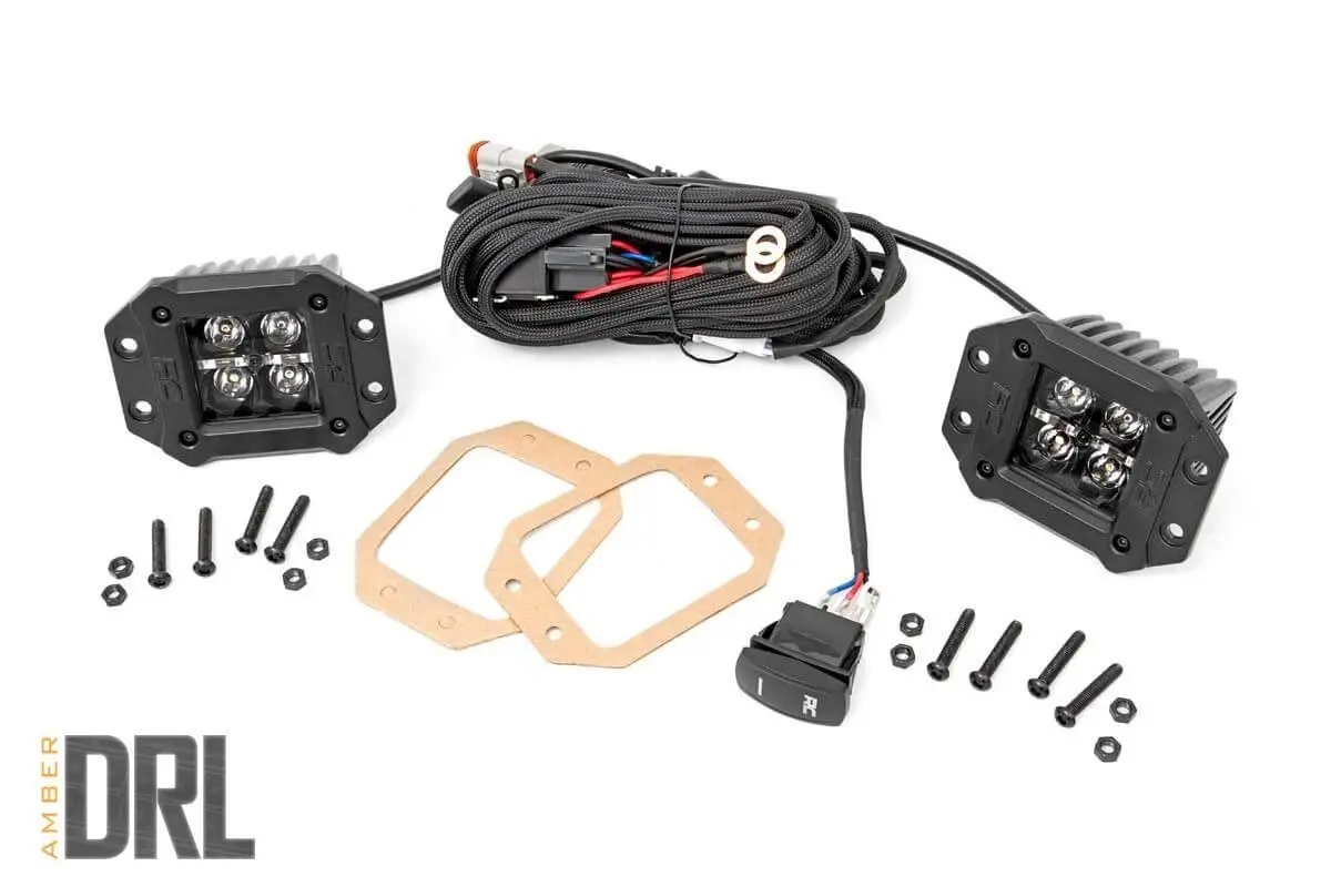 2 Inch Black Series Led Light Pods - Flush Mount - Amber Drl 1