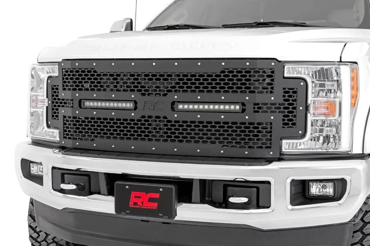 Mesh Grille - 12" Dual Row Led - Black - Ford F-250/F-350 Super Duty (17-19) 1