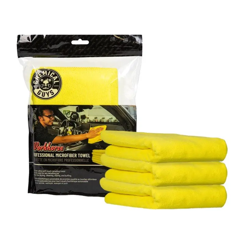 Chemical Guys Workhorse Professional Microfiber Towel - 16In X 16In - Yellow - 3 Pack 1