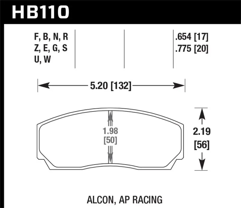 Hawk Hps 5.0 Ap Racing W/ 0.654 Thickness Performance Street Brake Pads 1