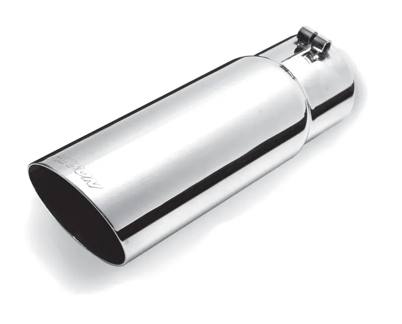 Gibson Round Single Wall Angle-Cut Tip - 3In Od/2.5In Inlet/8In Length - Stainless 1