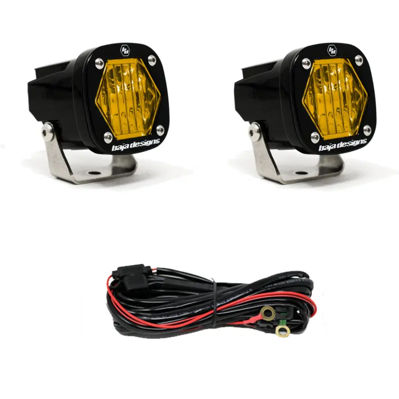 Baja Designs S1 Amber Wide Cornering Led Light W/ Mounting Bracket Pair 1