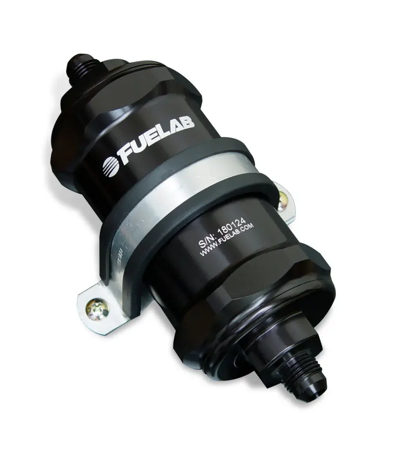 Fuelab 818 In-Line Fuel Filter Standard -8An In/Out 6 Micron Fiberglass - Black 1