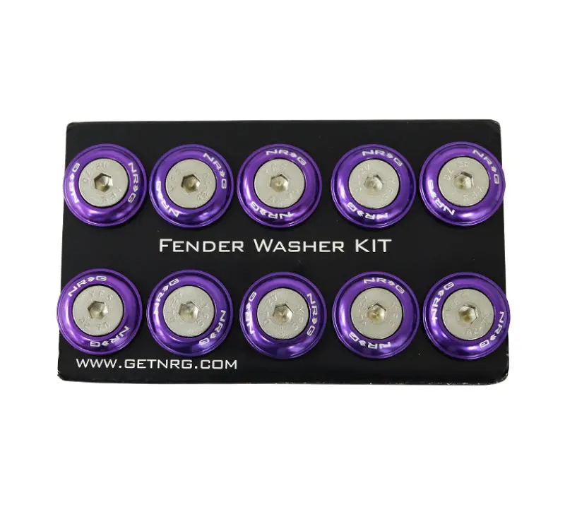 Nrg Fender Washer Kit W/Rivets For Plastic (Purple) - Set Of 10 1