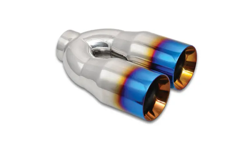Vibrant 2.5In Id Dual 3.5In Od Round Ss Tips (Double Wall, Straight Cut) With Burnt Blue Finish 2