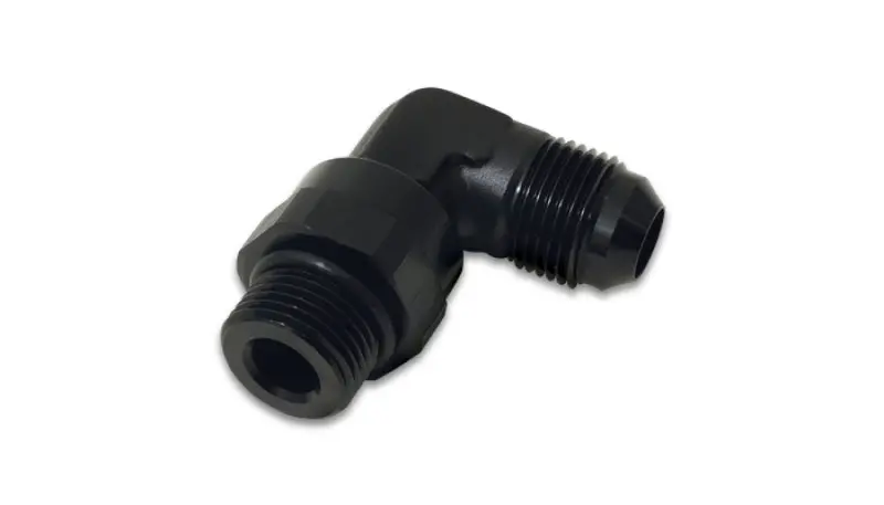 Vibrant -8An Male Flare To Male -8An Orb Swivel 90 Degree Adapter Fitting - Anodized Black 1