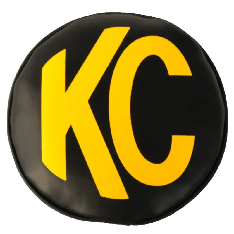 Kc Hilites 8In. Round Soft Cover (Pair) - Black W/Yellow Kc Logo 2
